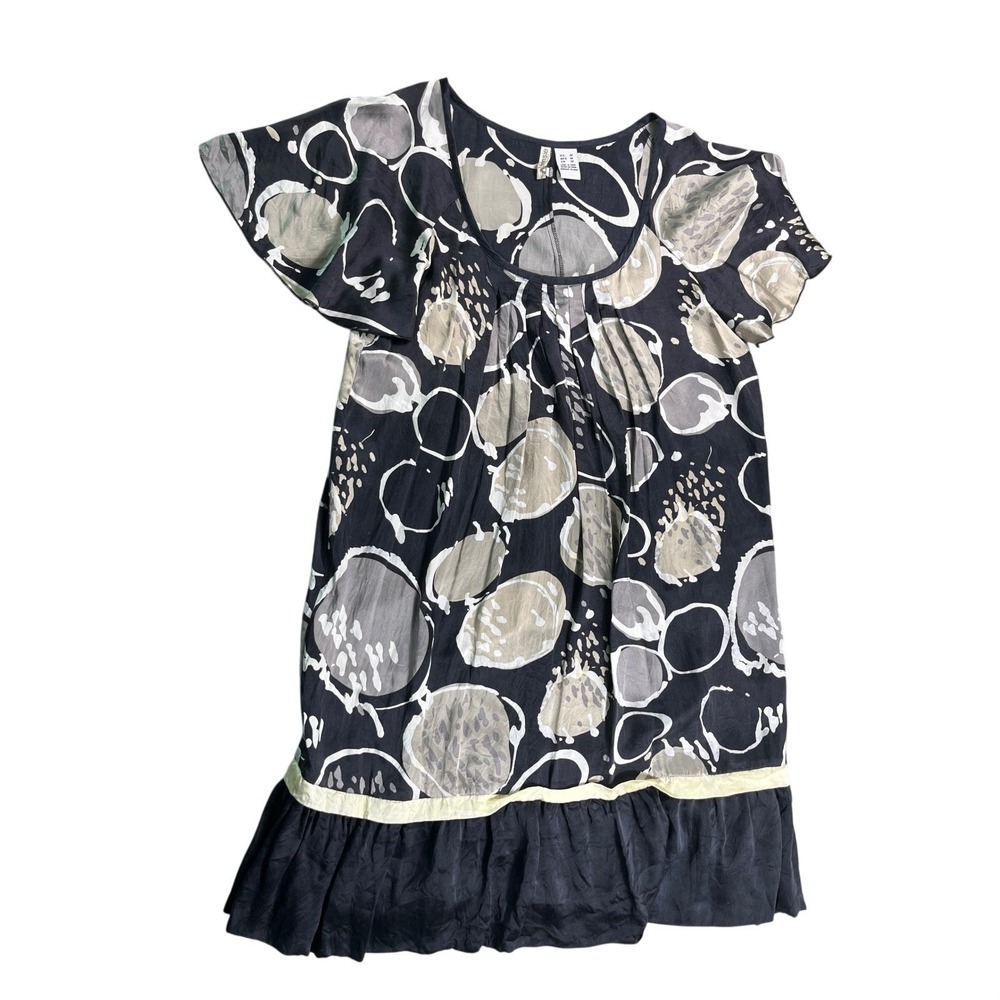 Kensie 100% Silk‎ Abstract Print Ruffle Hem Dress Medium
